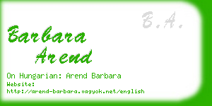 barbara arend business card